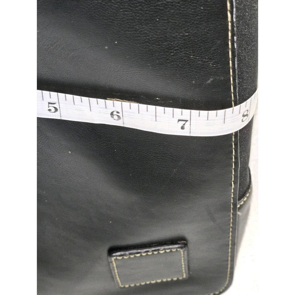 Vintage Liz Claiborne Black Double Strap‎ Red Lining Faux Leather Hand Bag